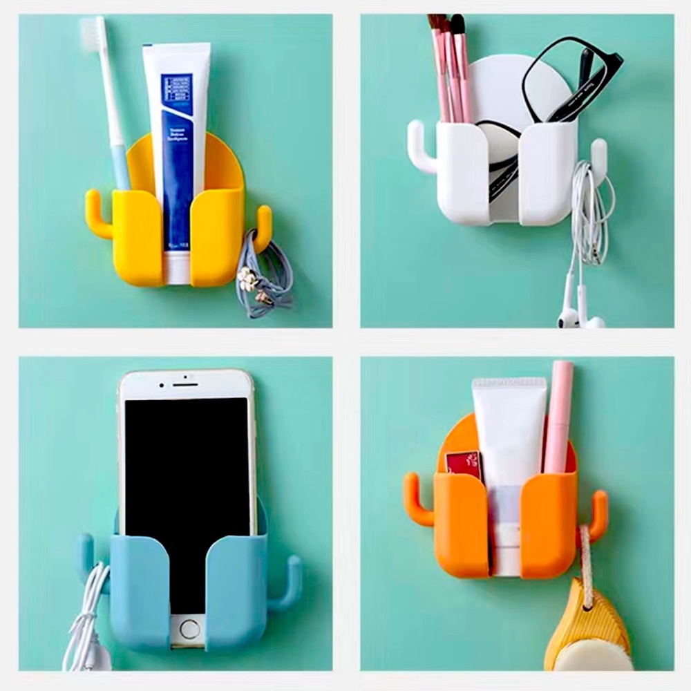 1pc Wall Mounted Mobile Phone Charging,Remote Control Storage